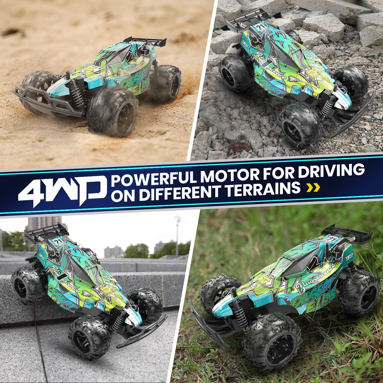 DEERC Remote Control Car,20KM/H High Speed Racing Car with 2 Rechargeable Batteries,2.4GHZ Off Road Trucks Electric Stunt RC Car Toy for Boys&Girls: Toys & Games