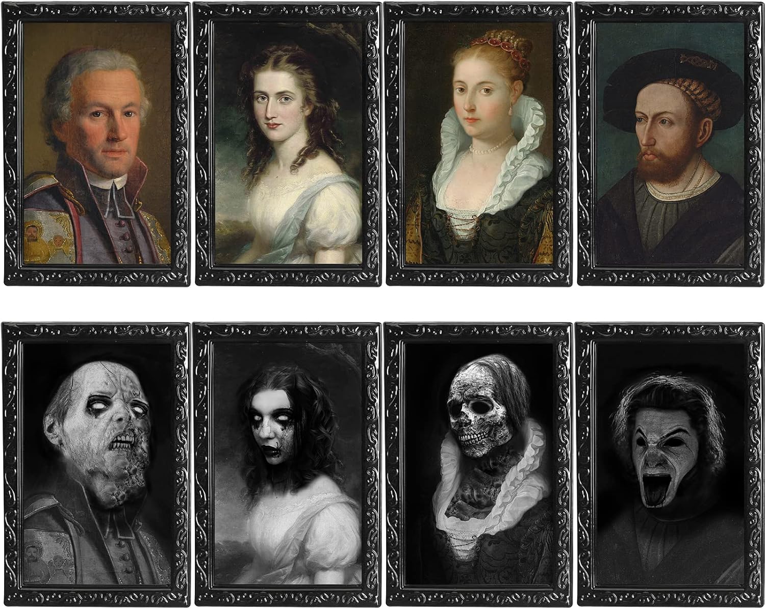 Photo Albums, Frames & Accessories - OEDOC 4Pack 10.2x14.5 Halloween Decorations 3D Changing Face Expression Moving Portrait Picture Frames for Horror Party Decors Castle House Home Decoration(StyleA)