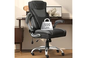 BLISNEST Big and Tall Fabric Office Chair 500LBS with Adjustable Lumbar Support, Extra Wide Seat for Heavy Duty Executive Desk Chair, Breathable Ergonomic Rocking Game Chair Padded Flip-up Armrests,BlackGrey