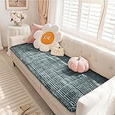 Fulltour Washable Couch Cover for Dogs, Non-Slip Fuzzy Pet Sofa Protector with Hexa-Grip Technology, Scratch-Resistant 3 Cushion Couch Cover, Grey-Blue 27.6"x 82", for Sectional & Loveseat