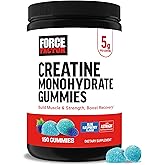 Force Factor Creatine Monohydrate Gummies, 5g Dose for Men & Women to Support Muscle, Strength, Recovery, Cognitive Health & Memory, Blue Raspberry, 150 Gummies