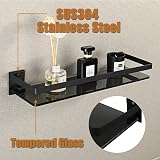 SAYAYO Black Tempered Glass Shelf 38cm Wall Mounted SUS304 Rail view 3