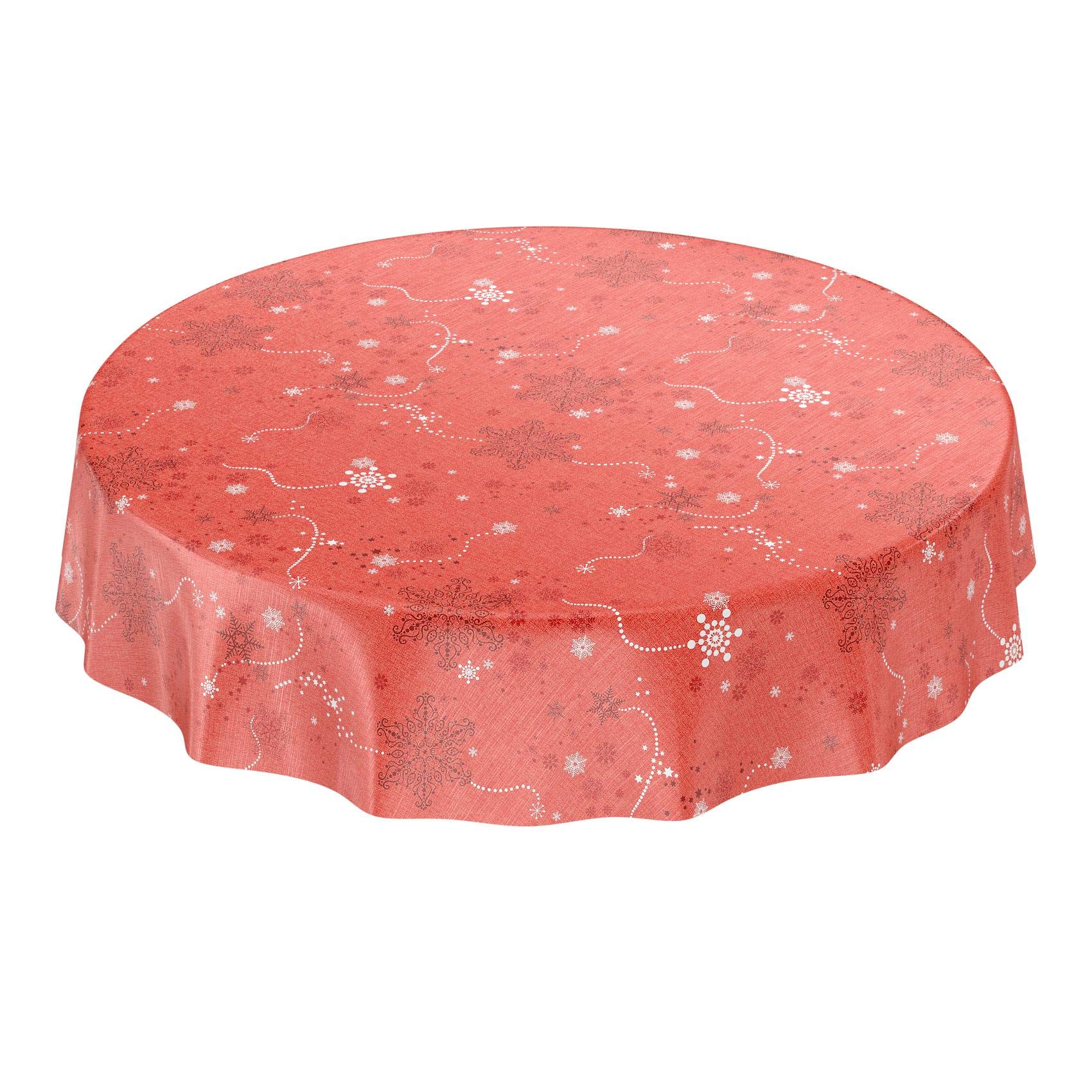 ANRO Snowflakes Red Round Oilcloth Tablecloth 140cm
