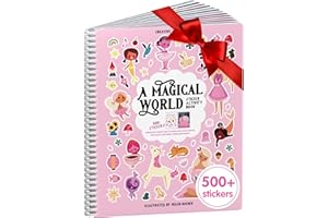 Cupkin Princess Sticker Book Activity for Kids, A Magical World by Cupkin, Toddler Airplane Travel Essentials, 500+ Stickers for Kids 12 Scenes + Coloring Book Pages, Princess Gift, Crafts Ages 2-8