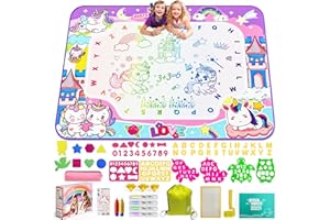 JZSIJ Water Doodle Mat,40 x 32 Inch Large Drawing Mat with Backpack,Educational Toys Gifts for Kids Boys Girls,Mess Free Painting for Toddlers Age 2 3 4 5 6 7 8 Year Old