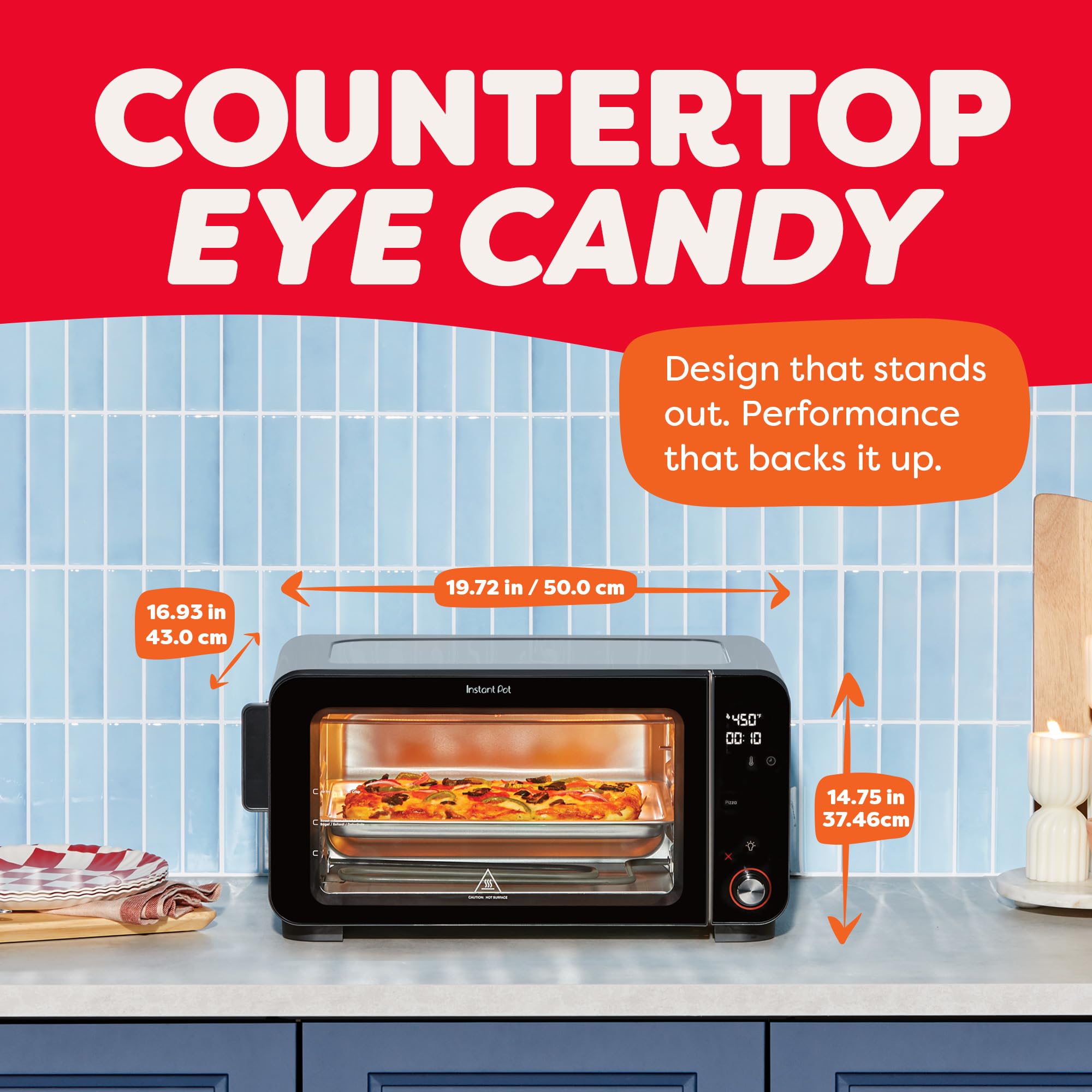 Instant Pot No Preheat Required* 6-Slice Air Fryer Toaster Oven with InstantHeat Technology, 10-in-1, Air Fry, Roast, Bake, Sear Crisp, Toast, Bagel, Broil, Dehydrate, Reheat, and Make Pizza