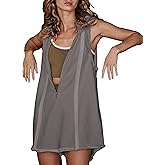 Lingjiazi Rompers for Women Athletic Workout Hooded Romper Sleeveless Zip-Front Jumpsuits Overalls with Pockets