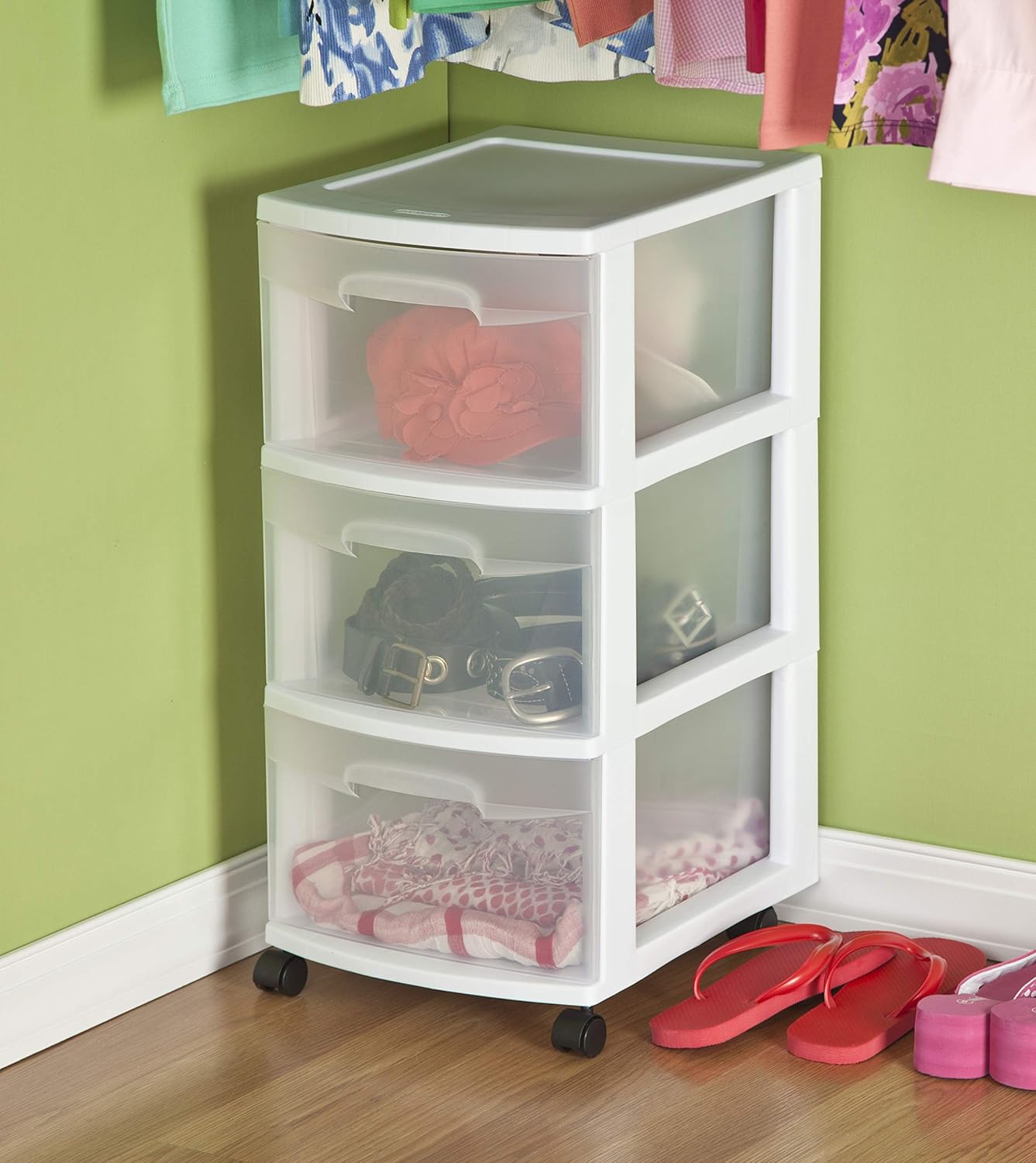 Sterilite 28308002 3 Drawer Cart, White Frame with Clear Drawers and Black Casters : Home & Kitchen