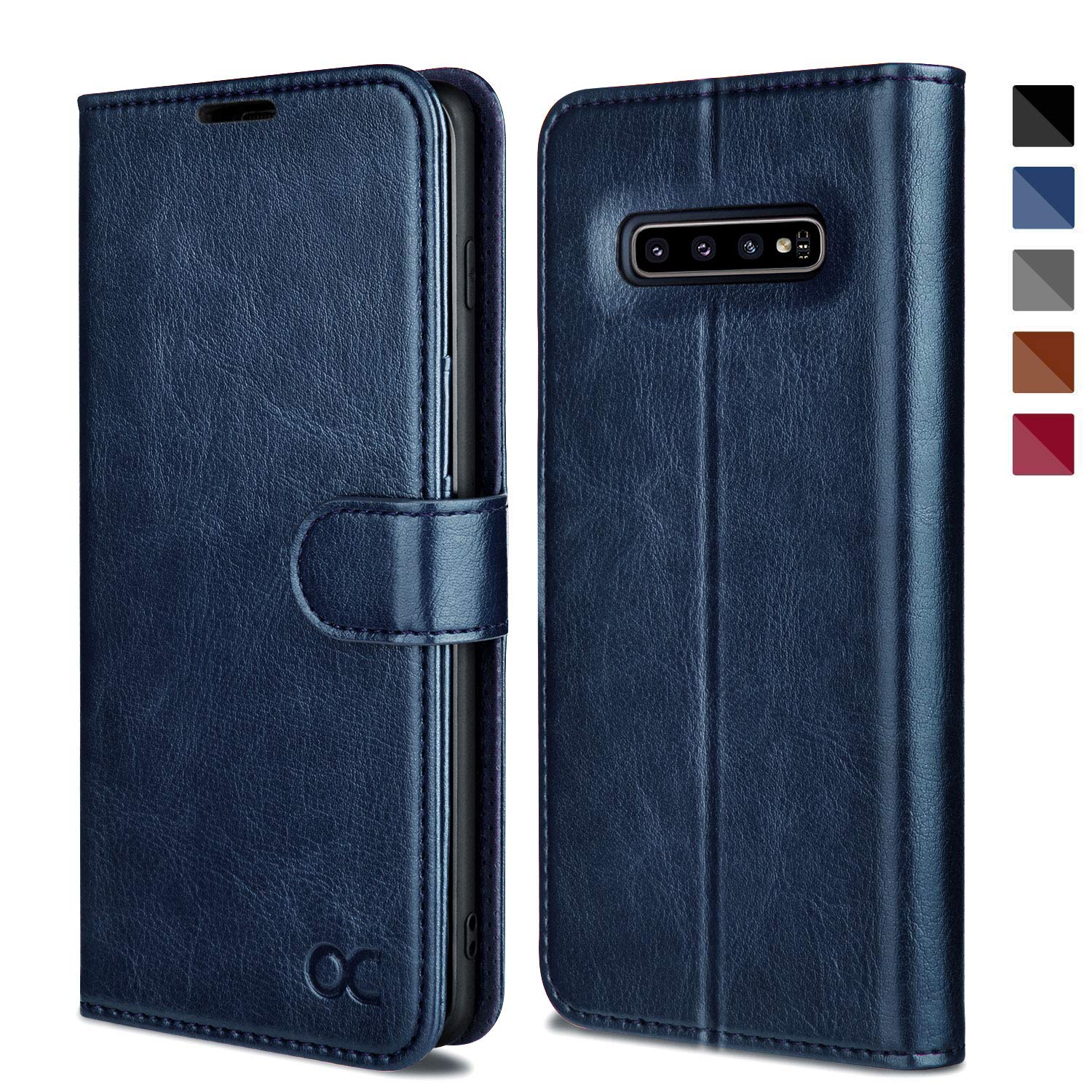 OCASE Samsung Galaxy S10 Case, Premium PU Leather Flip Wallet Case with [Card Slots] [Kickstand] [Magnetic Closure] For Samsung Galaxy S10 Devices - Blue