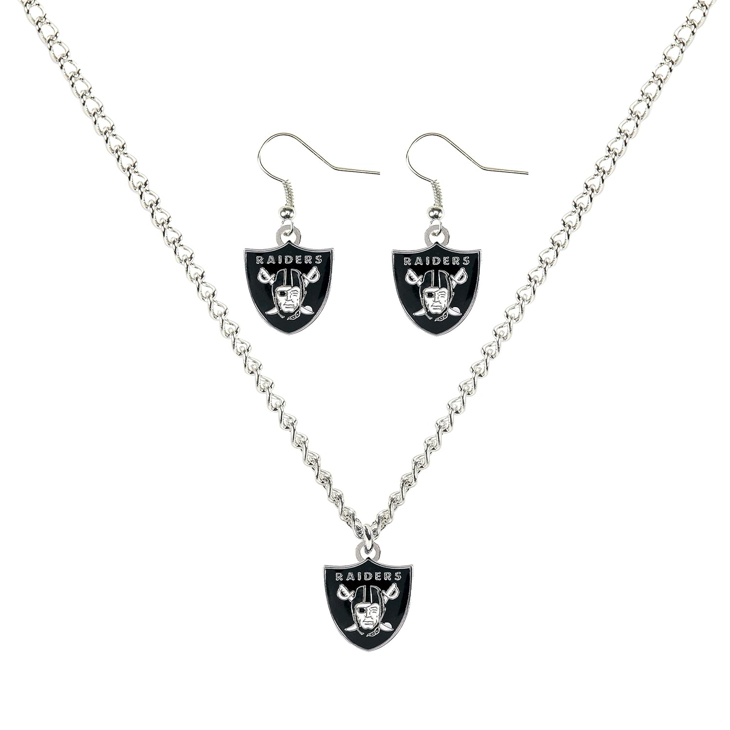NFL Oakland Raiders Necklace And Dangle Earring Set