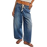 Majdan Wide Leg Jeans for Women Casual Relaxed Cropped Boyfriend Denim Pants Capri Ankle Pants with Pockets