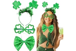 SHEHARUHI 3 Pcs St. Patrick's Day Headband Shamrock Headband Set Festival Costume Accessories for Women and Girls