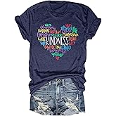 Anbech Womens Kindness Shirts Be Kind Teacher Graphic Tees Short Sleeve Love Tops