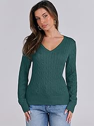 ANRABESS Womens Long Sleeve Cable Knit Sweater 2025
