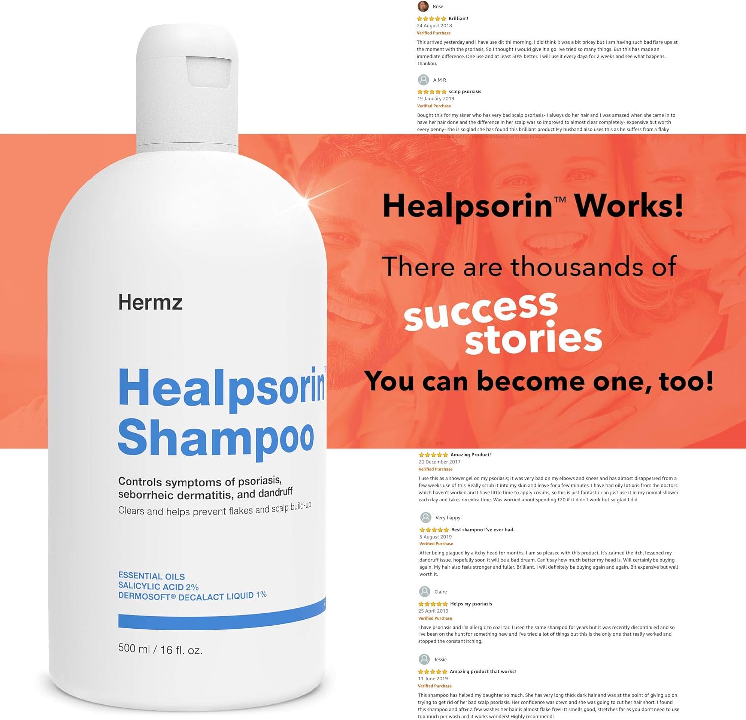 Healpsorin Psoriasis Anti Dandruff Shampoo. Flaky Scalp Psoriasis Treatment. Helps with Eczema - Image 4