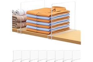 Aolloa 8 PCS Shelf Dividers for Closet Organization Acrylic Clear Closet Shelf Divider for Wooden Shelving Suitable for Woode