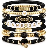 Artlunar Game Day Football Charm Bracelet: Stackable Sports Jewelry for Moms &amp; Dads - Perfect for Football Fans
