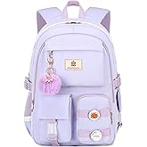 Hidds Laptop Backpacks 15.6 Inch College Backpack Elementary Middle High School Bag Large Cute Bookbags Anti Theft Travel Back Pack Casual Daypack Kids Book Bag for Teens Girls Women Students-Purple