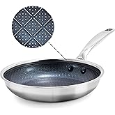 Blue Diamond Hybrid Nonstick Stainless Steel 8” Frying Pan, PFAS-Free Ceramic Skillet, Diamond Bond Powerful Searing, Egg & Omelet Pan, Dishwasher Safe, Stay-Cool Handle, Induction Ready, All Cooktops