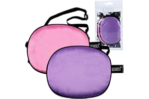 eZAKKA Eye Patches for Adults Kids, 2 Pieces Silk Elastic Eyepatch for Lazy Eye Amblyopia Strabismus (Purple + Pink)