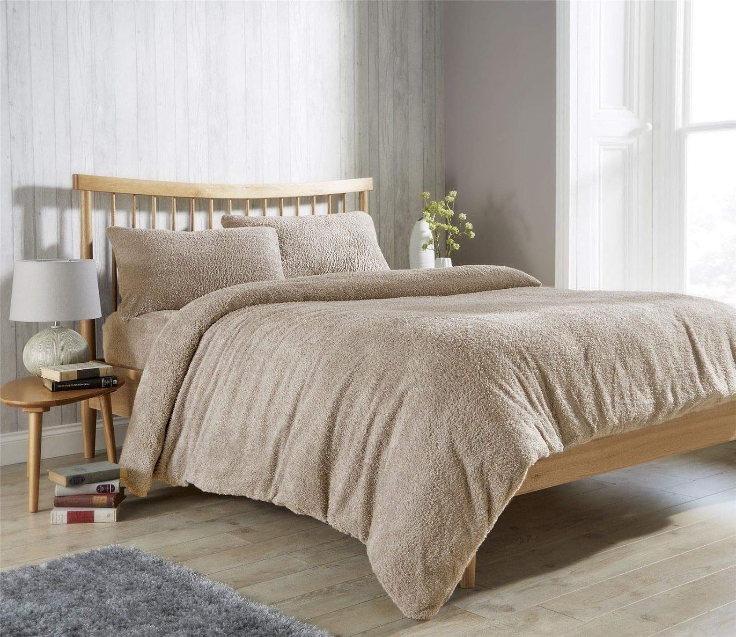 TEDDY BEAR FUR SHERPA FLEECE DUVET COVER, FITTED SHEET & PILLOWCASE