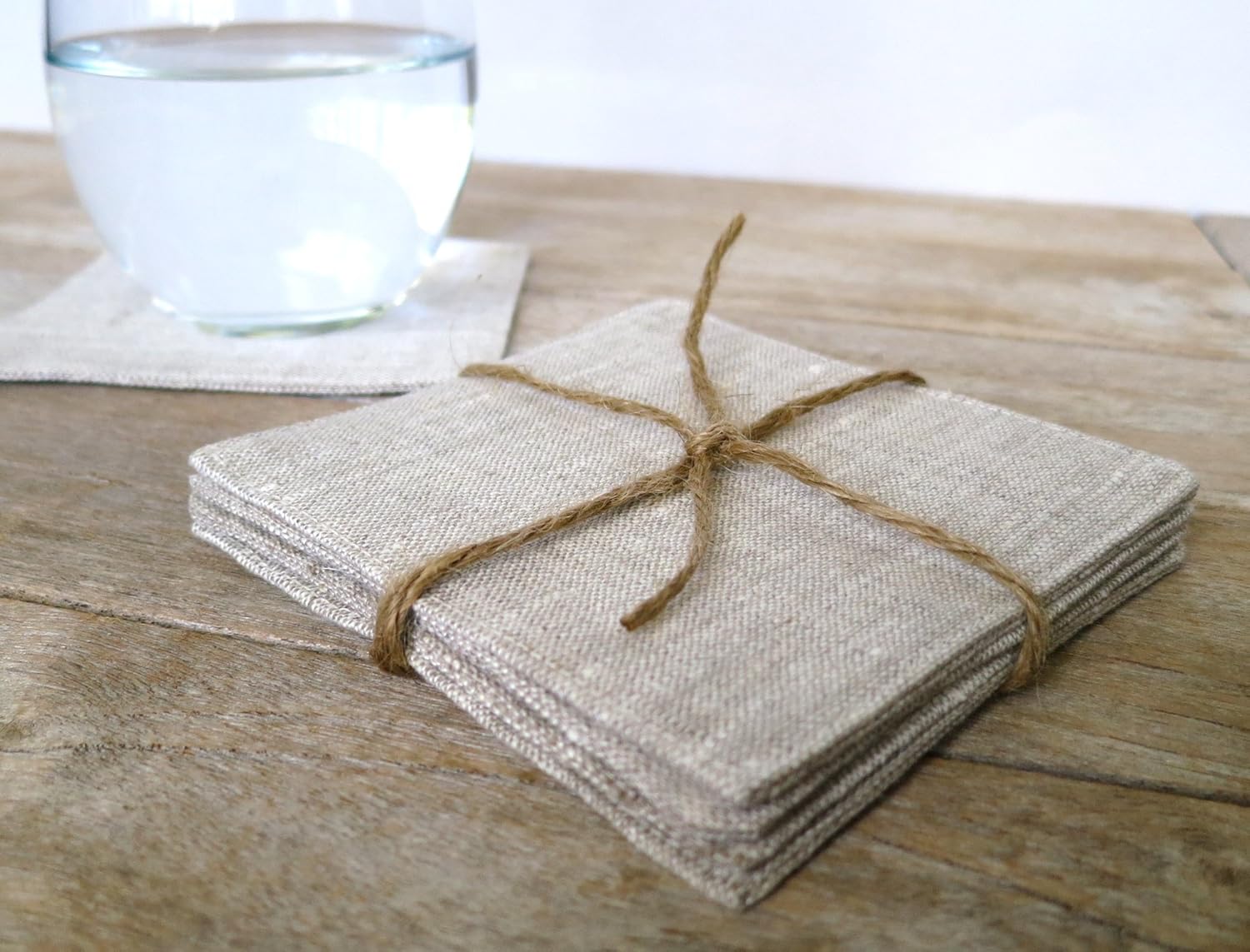 Set of 4 Linen Coasters, Heathered Linen Handmade