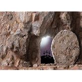 Loccor 7x5ft Fabric Empty Tomb Backdrop Resurrection of Jesus Christ Photography Jesus Stone Tomb Holy Light Cross He is Risen Background for Easter Church Decor Photo Props