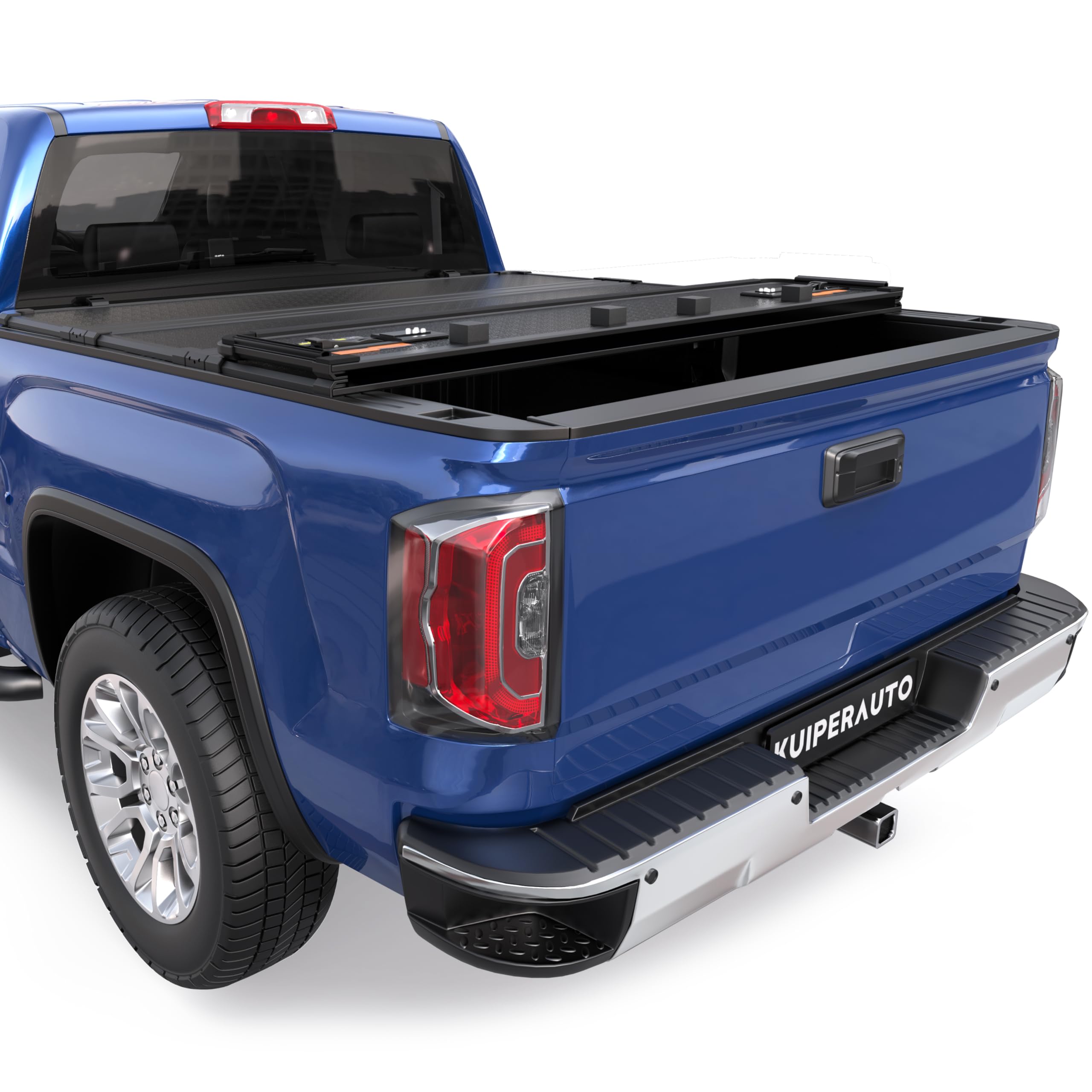 Photo 1 of KUIPERAUTO Hard Folding Quad 4-Fold Tonneau Cover Compatible with 2024 2025 Chevy Silverado GMC Sierra 1500/2019-2023 Chevy Silverado GMC Sierra 1500 (ONLY New Body) Fleetside 5.8FT Truck Bed Cover