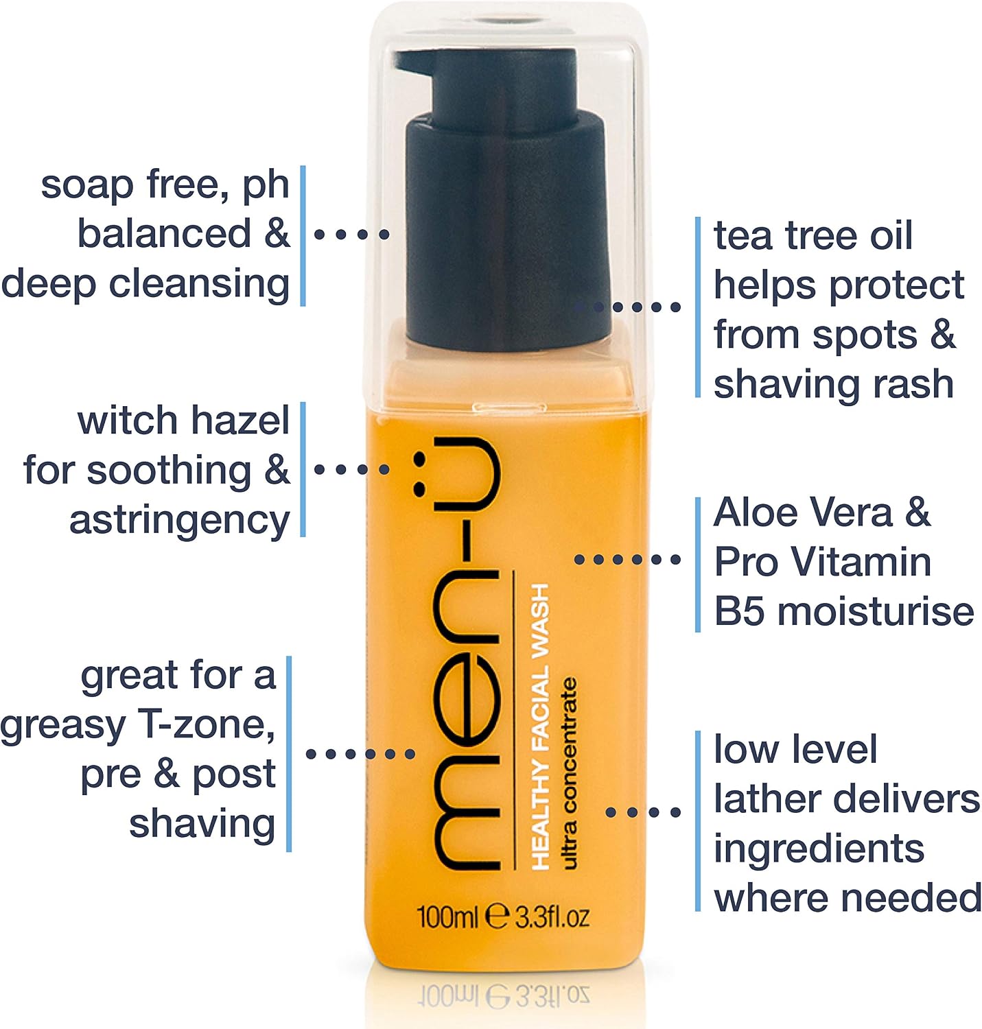 men-ü HEALTHY FACIAL WASH 100ml, for up to 265 washes, Ultra-Concentrate Healthy Face Cleanser - Image 4