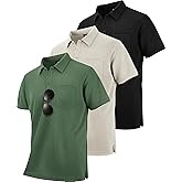 ZITY 3 Pack Polo Shirts for Men with Pocket Short Sleeve Moisture Wicking Outdoor Tactical Shirt Summer Casual
