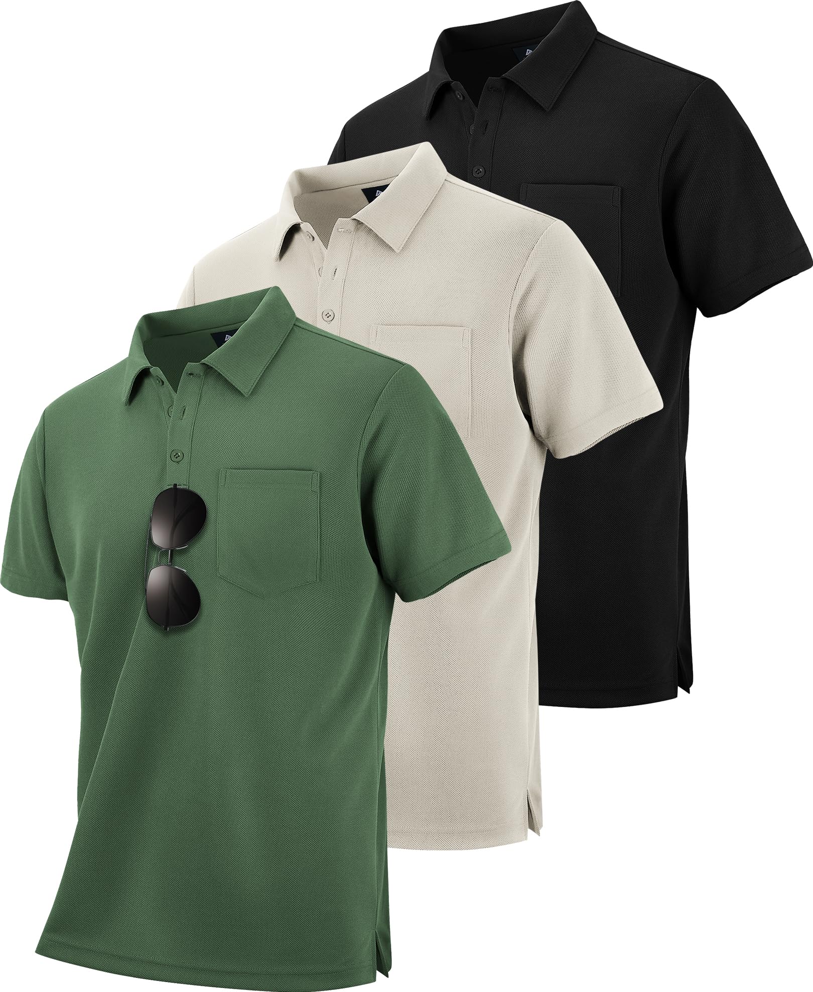 Photo 1 of (only 2)(missing one) ZITY 3 Pack Polo Shirts for Men with Pocket Short Sleeve Moisture Wicking Outdoor Tactical Shirt Summer Casual XL