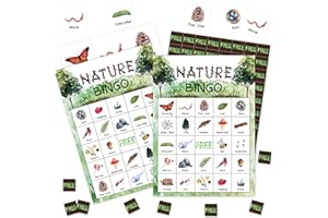 FAHDATZH Nature Games Bingo Cards, Outdoor Camp Theme Game for Family Friends, Large Multiplayer Group Activities, Camping Party Birthday Favors Gifts -04