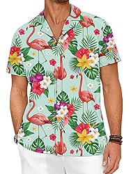 LuckLemocor Mens Hawaiian Shirts Summer Tropical