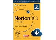 Norton 360 Deluxe (2022 Ready) Antivirus software for 5 Devices with Auto Renewal - Includes VPN, PC Cloud Backup & Dark Web 