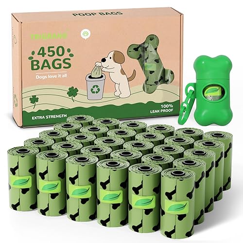 Poo Bags Dogs,450 Poo Bags for Dog Waste,Extra Thick Dog Poop Bags, dog poop bags rolls with Biodegradable,Leak Proof dog bags with dispenser for Outdoor Walking (Green)