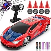 FunnyHall Spider RC Drift Car, 1:24 Remote Control Car 2.4GHz 4WD 15KM/H High Speed RC Cars with LED Lights Racing and Drifting Tire, Gifts Toy Car for Boys Kids 4-7 8-12