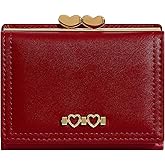YINHEXI Wallet for Women, Cute Wallet Card Holder, Small Trifold RFID Blocking Purse, Cute Small Leather Mini Short Purse with Coin Pocket for Girls, Ladies (Red Heart)
