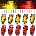 Tnisesm 10Pcs Amber+Red 2.5 Inch Waterproof Trailer Marker Lights, 2 Diode LED Trailer Side Marker Light, Oval Trailer Runnin