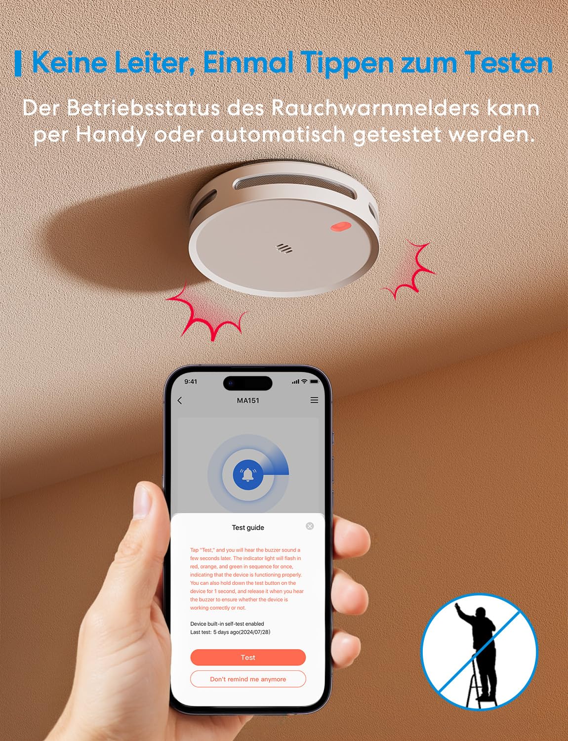 Meross Matter Rauchmelder vernetzt, Smart Feuermelder WLAN mit Dual-Lichtsensor, Brandmelder mit APP Warnmeldung, Kompatibel mit Home Assistant, HomeKit, Alexa, Google, 33 mm, mit MSH450 Hub, 3 Stück 4