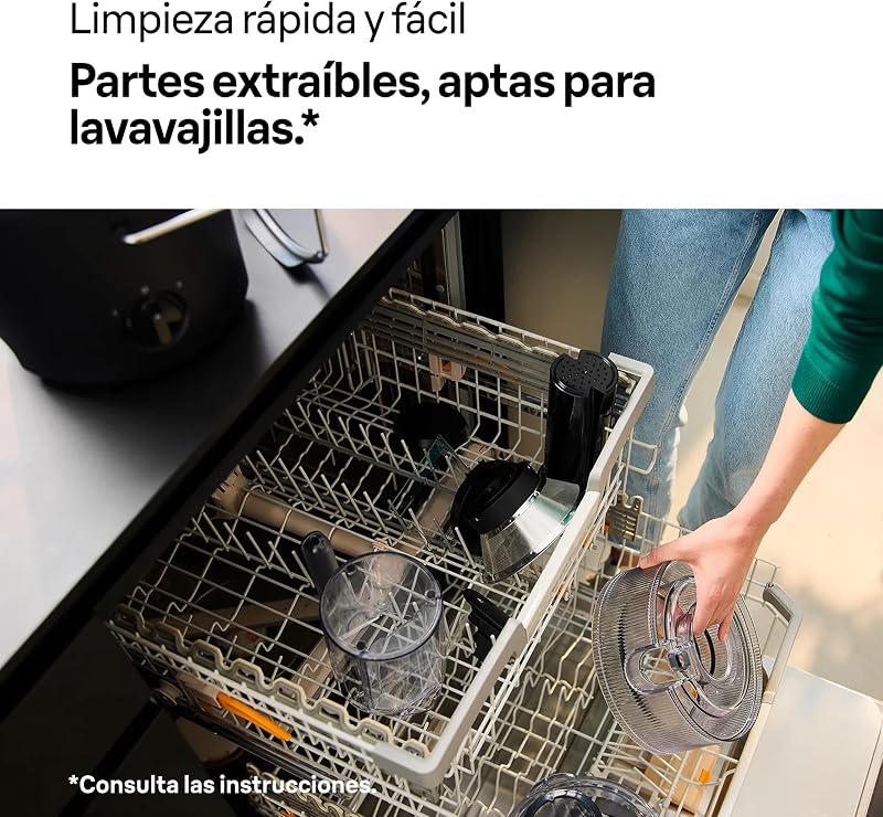 MultiJuice 5 SJ5000, Licuadora Extractor con Tecnología ColdXtract, Boquilla de 75 mm, Recipiente de 1,5 l, Antigoteo, Sistema de Seguridad Cuádruple, Filtro de Acero Inoxidable, 800 W, Negro — foto 7 de 8