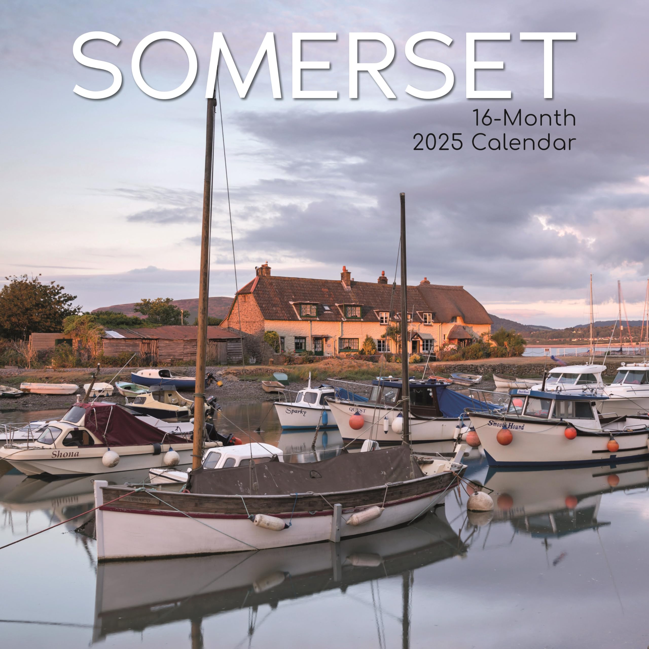 2025 Square Wall Calendar, Somerset, 16-Month Scenic Britain Theme with 180 Reminder Stickers (30 x 30 CM)