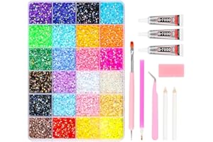 24 Colors Resin Jelly Rhinestone Bedazzling Kit,19200Pcs Rhinestones for Bedazzling, 3mm Flatback Rhinestones bedazzle kit wi