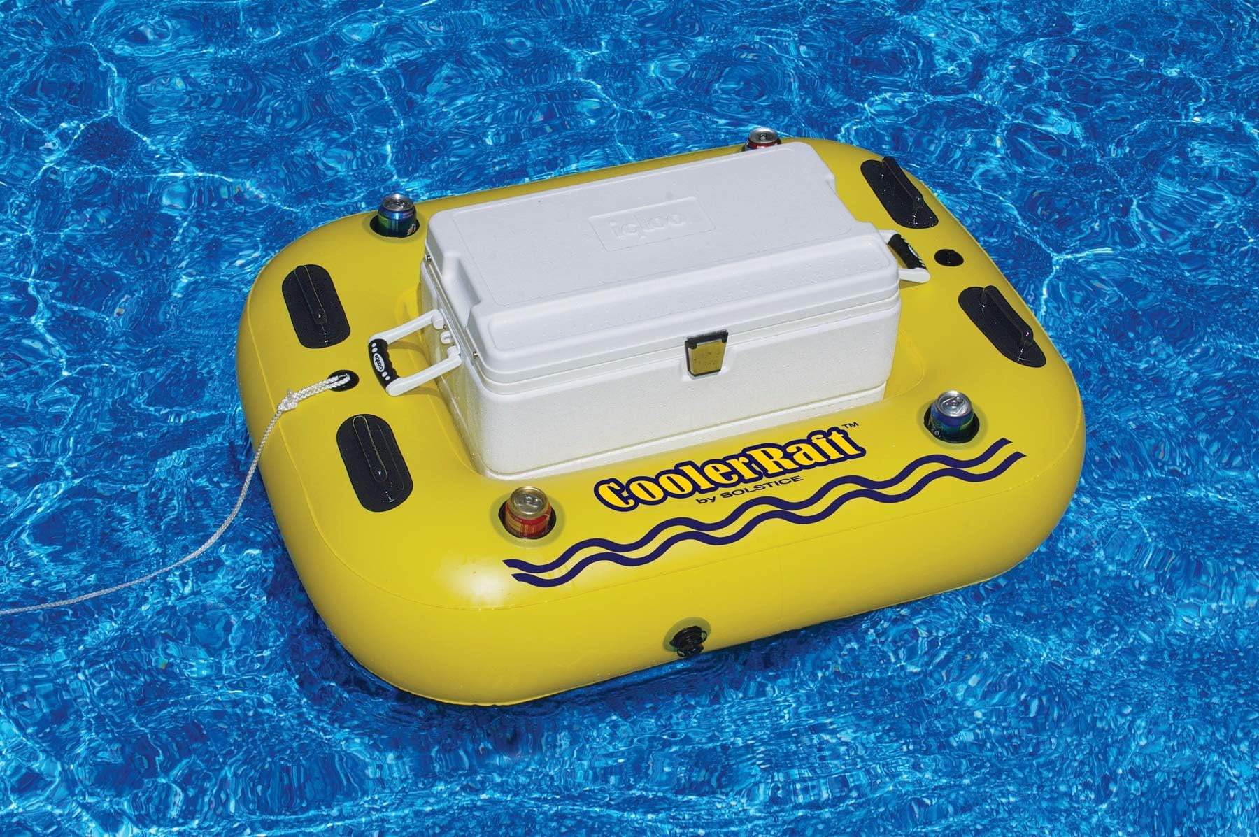 55" Inflatable Yellow and Black Swimming Pool Cooler Raft Float