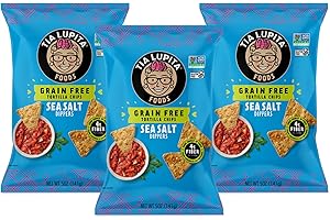 Tia Lupita Cactus Tortilla Chips Sea Salt (Pack of 3) - Vegan, Gluten-Free, Grain-Free, Dairy-Free, Non-GMO, High Fiber, Authentic Mexican Snack Food