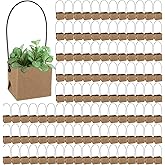 CYEAH 150 Pcs Succulent Wrap Bags, 2.2 inch Succulent Wrap Bulk Fits 2″ Pots, Succulent Gift Wrap Bag with Plastic Handle, Small Kraft Paper Gift Box for Wedding, Baby Shower, Party Favors for Guests