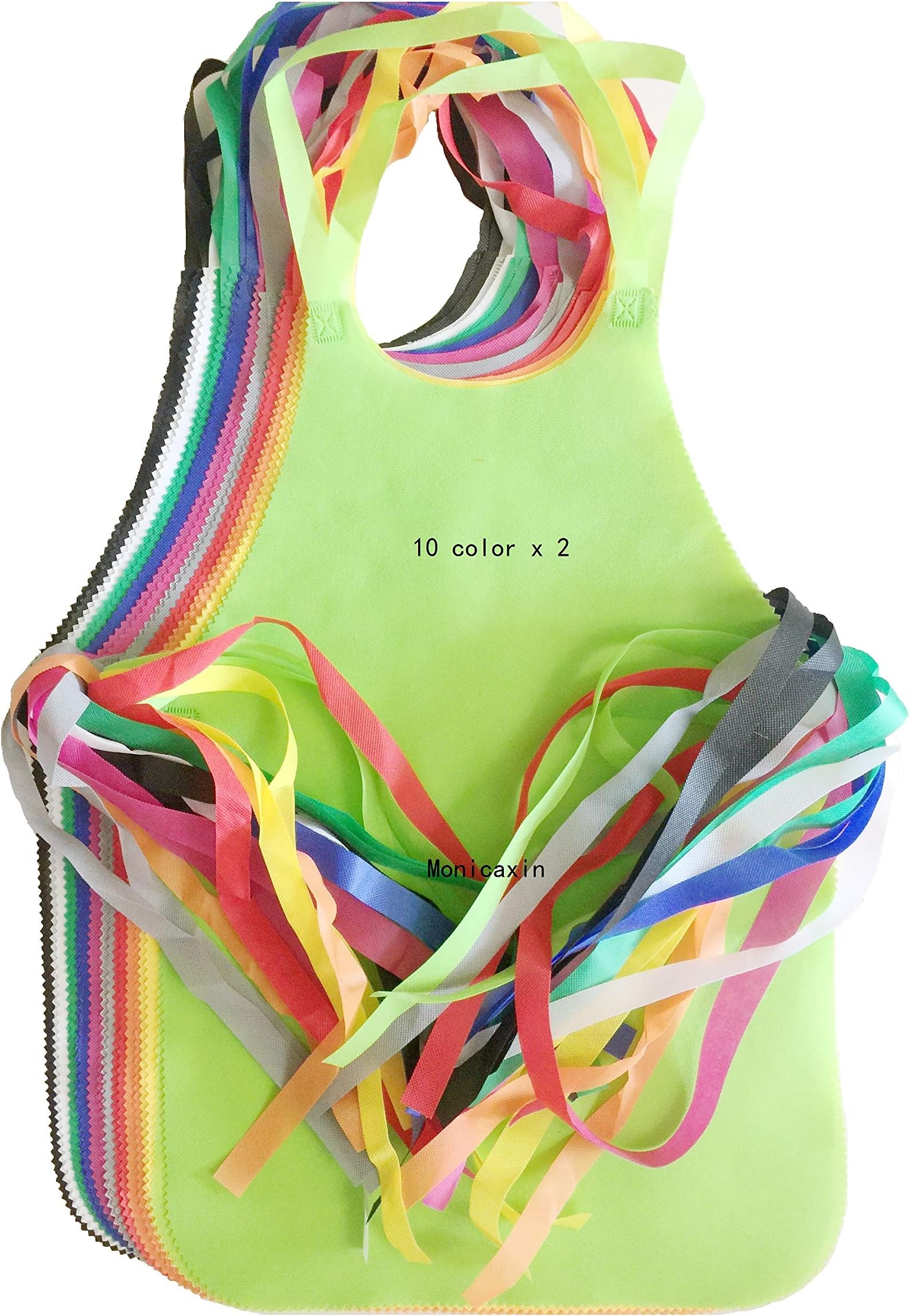 monicaxin 20 Pack 10 Colors(22" L x 16.5" W) Children's Non-woven Artists Fabric Aprons Preschool Kids Reusable Apron for Painting Dining and Craft (10color x2)