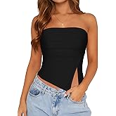 Tube Top Strapless Mesh Floral Crop Tops Asymmetrical Hem Ruched Bandeau Going Out Summer Sleeveless Shirts