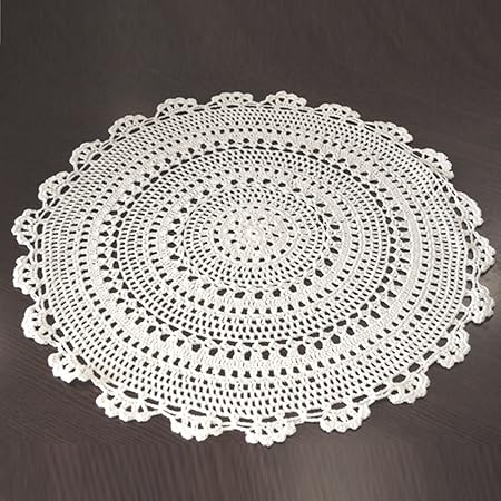 Uooom Coton Rond Napperon Crochet Dentelle Creux Decoratif Pour Tasse Vaisselle Assiette Diameter 25cm Blanc Amazon Fr Cuisine Maison