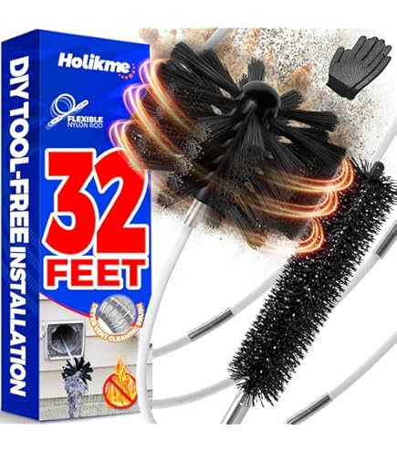 Kit De Limpieza De Conductos De Secadora De 30 Pies Cepillo Flexible Pelusas Con