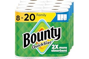 Bounty Quick Size Paper Towels, White, 8 Family Rolls, AI Score 98/100